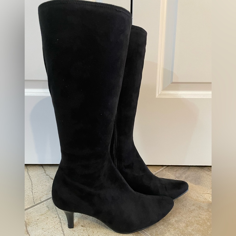Impo NICKNACK Black Suede Stretch Boots Pointy Toe Size 6 with original box - Picture 6 of 9